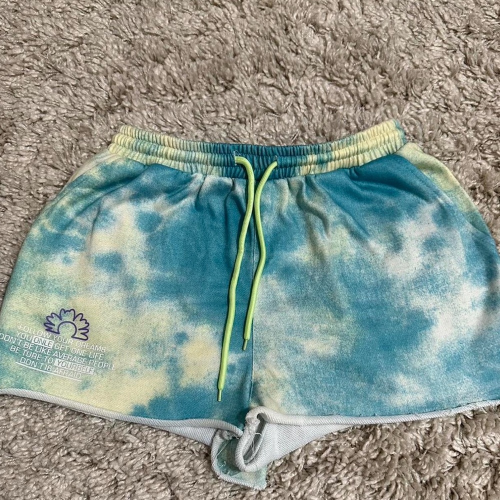 Yellow/Blue Tie Dye Cider Shorts